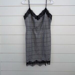 Lush Gray and Black Plaid Mini Dress
